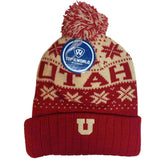 Utah Utes TOW Red Subarctic Snowflake Poofball Cuffed Winter Hat Cap Beanie - Sporting Up