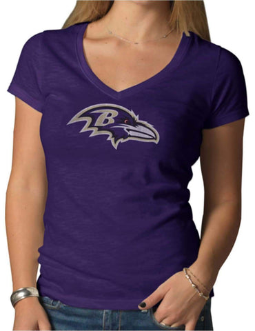 Shop Baltimore Ravens 47 Brand Women Purple V-Neck Short Sleeve Scrum T-Shirt - Sporting Up