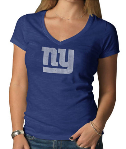New york giants 47 märken kvinnor blå v-ringad kortärmad scrum t-shirt - sportig upp