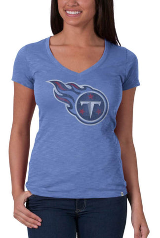 Camiseta scrum con cuello en V azul bígaro para mujer de la marca Tennessee Titans 47 - sporting up