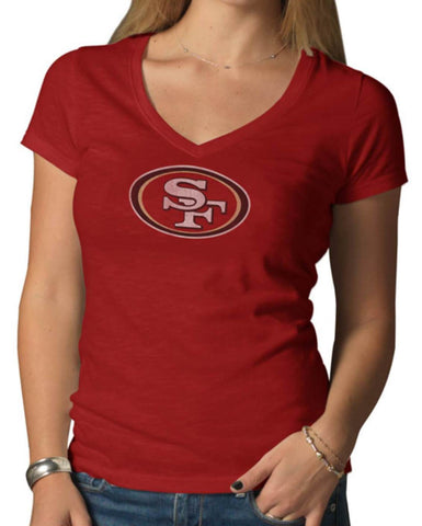 Shop San Francisco 49ers 47 Brand Women Rescue Red V-Neck Scrum T-Shirt - Sporting Up