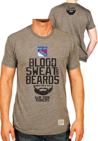 T-shirt barbe et sueur de sang gris Beardgang des Rangers de New York de marque rétro - Sporting Up