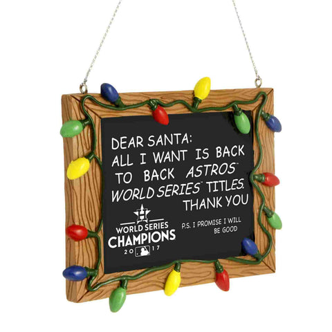 Houston Astros 2017 World Series Champions Weihnachtsbaumschmuck „Dear Santa“ – sportlich
