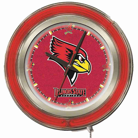 Shop Illinois State Redbirds HBS Neon Red College Battery Powered Wall Clock (15") - Sporting Up