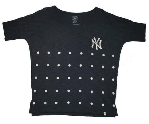 New York Yankees 47 märkesmarin polkaprickig vintage-t-shirt för dam (M) - Sporting Up