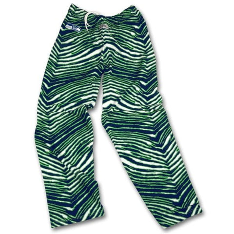 Seattle seahawks zubaz gröna marinblå vintage-logobyxor i zebrastil - sportiga