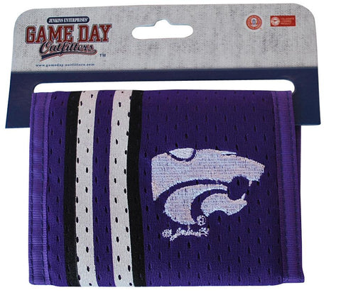 Kansas state wildcats gameday outfitters plånbok med lila mesh-randig logotyp - uppåt