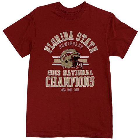 Camiseta con casco de los campeones nacionales de bcs de la victoria de los seminoles del estado de Florida de 2013 - luciendo deportivo