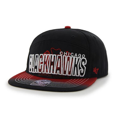 Shop Chicago Blackhawks 47 Brand Black 5 Panel Glowdown Adjustable Snapback Hat Cap - Sporting Up