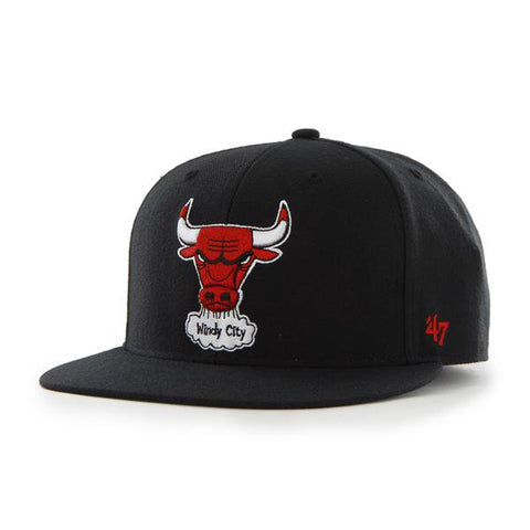 Shoppen Sie die Chicago Bulls 47 Brand Vintage Black Hole Windy City Fitted Hat Cap – sportlich