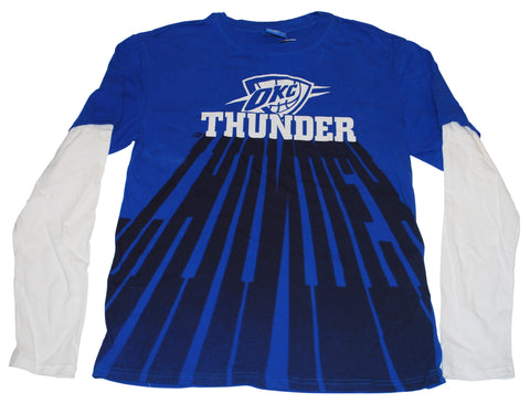 Oklahoma city thunder unk blå vit skugga logotyp långärmad t-shirt (xl) - sportigt