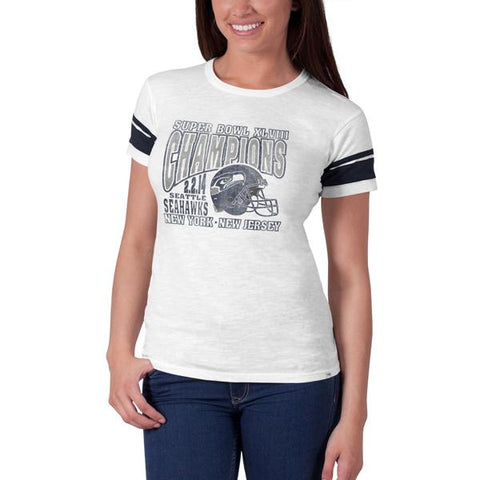 Shoppen Sie das Super Bowl Champs XLVIII 47-Marken-T-Shirt der Seattle Seahawks mit Helm für Damen – sportlich