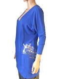 Kansas Jayhawks Meesh & Mia Women Blue V-Neck 3/4 Sleeve Banded Dress - Sporting Up