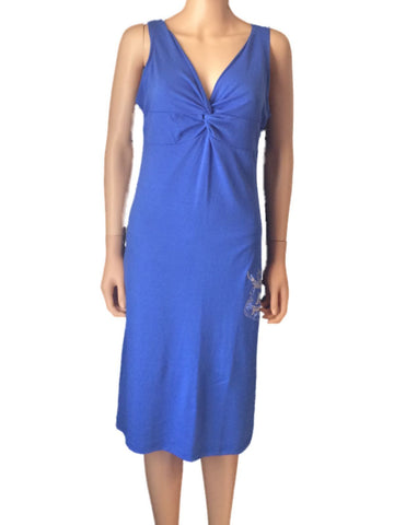 Shop Kansas Jayhawks Meesh & Mia Women Blue V-Neck Sleeveless Calf-Length Dress - Sporting Up