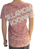 Oklahoma Sooners Blue 84 Women Light Red Washout Short Sleeve T-Shirt - Sporting Up