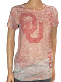 Oklahoma Sooners Blue 84 Women Pink Washout Crew Neck Short Sleeve T-Shirt - Sporting Up