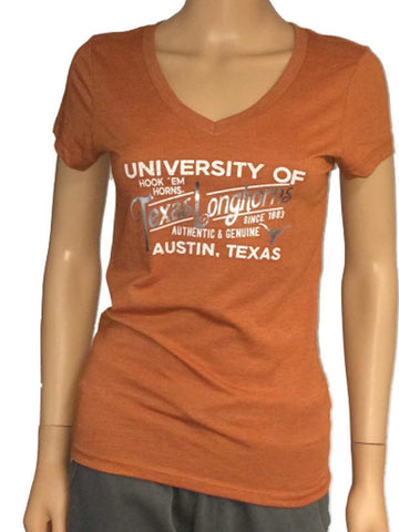 Shop Texas Longhorns Blue 84 Junior Women Orange Tri-Blend SS V-Neck T-Shirt - Sporting Up