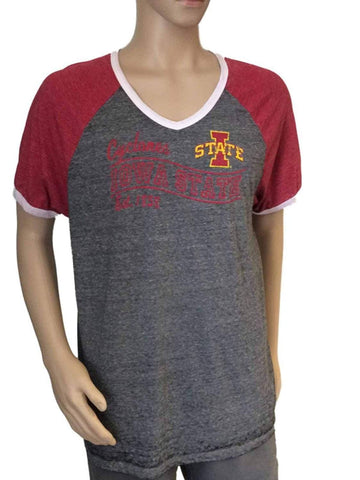 Compre camiseta ligera gris oscuro Burnout con cuello en V para hombre Iowa State Cyclones Blue 84 - Sporting Up