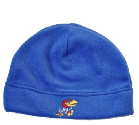 Shop Kansas Jayhawks GII Embroidered Mascot Logo Blue Fleece Hat Cap Beanie - Sporting Up