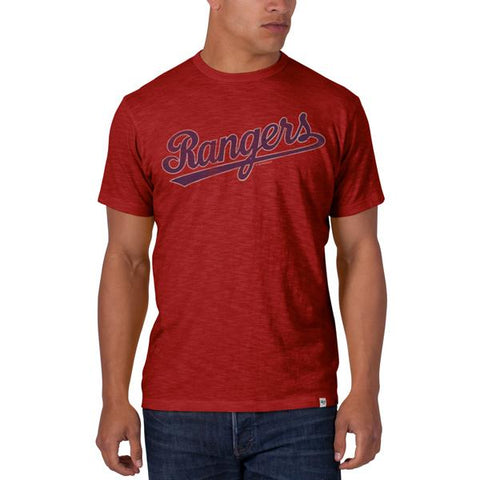 Handla texas rangers 47 märket cooperstown kollektion röd vintage scrum t-shirt - sportig upp