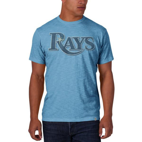 Tampa bay rays 47 märket cooperstown babyblå vintage logotyp scrum t-shirt - sportig