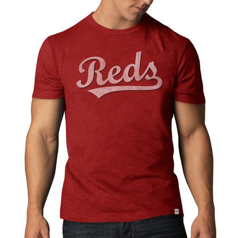 Cincinnati reds 47 märket cooperstown kollektion röd vintage scrum t-shirt - sportig