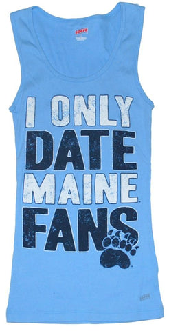 Maine Black Bears Cotton Exchange Womens Blue Paw Print Tank Top T-Shirt (M) - Sporting Up