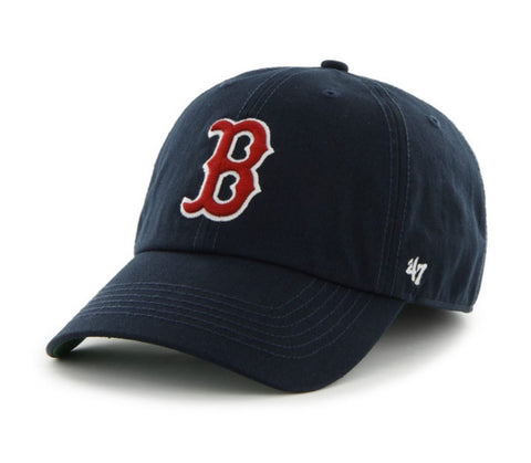 Shop Boston Red Sox 47 Brand Navy "B" Logo The Franchise Fitted Hat Cap - Sporting Up