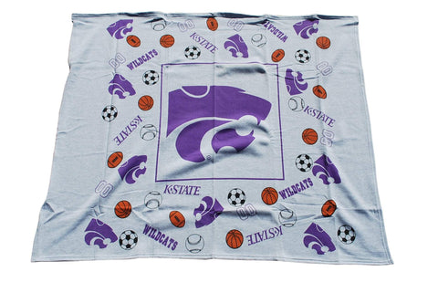 Kansas State Wildcats Decorative Linens Youth Gray Throw Blanket 45"x 45" - Sporting Up