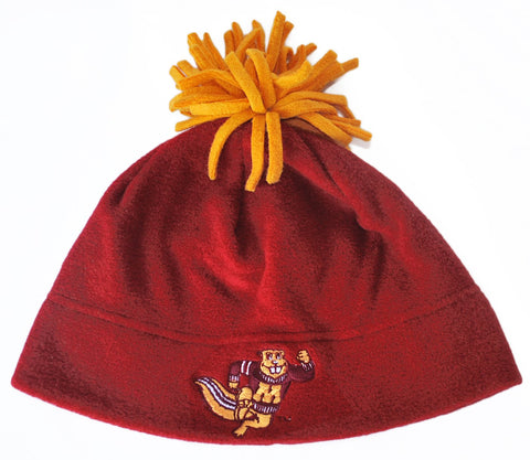 Minnesota golden gophers gii broderad logotyp rödbrun fleece pom keps hatt mössa - sportig upp