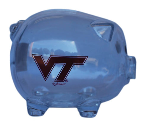 Virginia Tech Hokies Jenkins Enterprises See Through Clear Piggy Bank 6" - Sporting Up