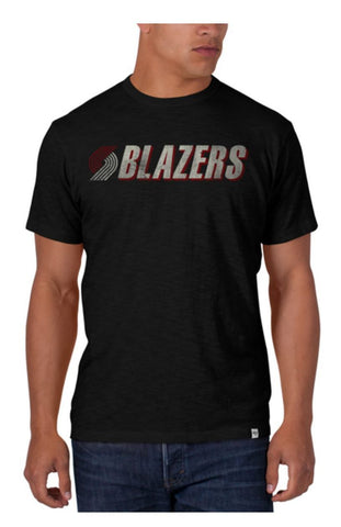 Shoppen Sie das schwarze Basic-Scrum-T-Shirt der Marke Portland Trail Blazers 47 im Vintage-Stil – sportlich