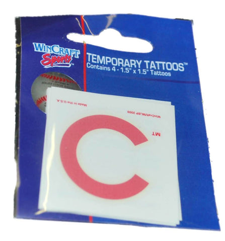 Chicago Cubs WinCraft Gameday Red „C“ Temporäres Tattoo 4er-Pack (2er-Set) – Sporting Up