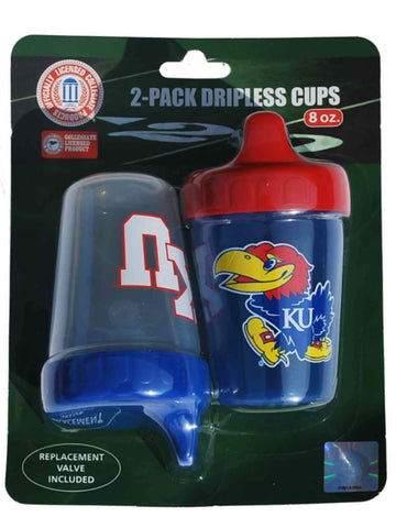 Kansas Jayhawks Haddad Accessories Vasos para sorber sin goteo, color rojo y azul, paquete de 2, 8 oz - Sporting Up