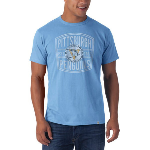 T-shirt en coton mêlée basique bleu bébé de la marque Pittsburgh Penguins 47 - Sporting Up