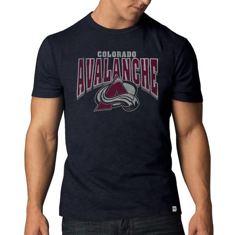 Handla colorado avalanche 47 varumärke marinblå bleka logotyp scrum bomull t-shirt - sportig