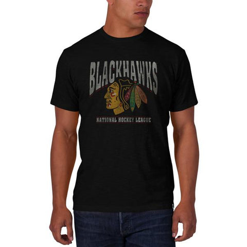 Shop Chicago Blackhawks 47 Brand Jet Black Big Logo Scrum Cotton T-Shirt - Sporting Up