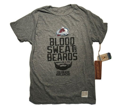 Colorado Avalanche Retro Brand Grey Blood Sweat and Beards T-shirt - Sporting Up