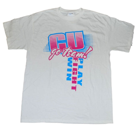 Colorado Buffaloes Cotton Exchange, weiß-rosafarbenes Go-Team-Logo-Baumwoll-T-Shirt (L) – sportlich