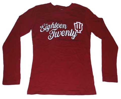 Indiana Hoosiers The Cotton Exchange Damen-T-Shirt in Rot und Weiß mit Logo-Ärmeln (M) – sportlich