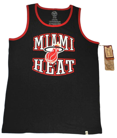 Tiefschwarzes, verblasstes, ärmelloses Tanktop der Marke Miami Heat 47 – sportlich