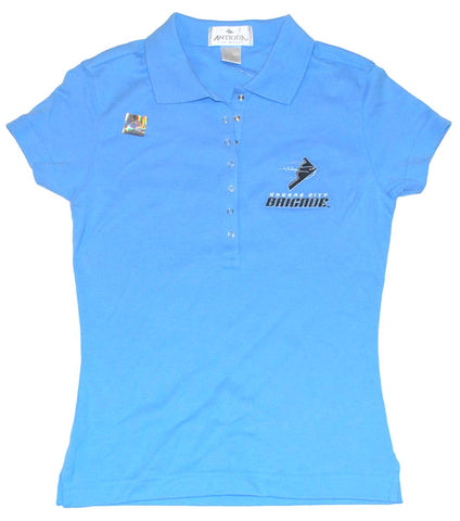 Shop Kansas City Brigade Antigua Women Light Blue Snap Buttoned Polo Shirt (S) - Sporting Up