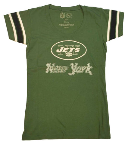 Shop New York Jets 47 Brand Women Bottle Green Off Campus Scoop T-Shirt - Sporting Up