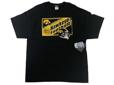 Iowa Hawkeyes blaues 84 Hawkeye Distressed-Football-Helm-Logo-schwarzes T-Shirt – sportlich