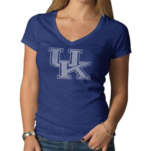 Compre camiseta con cuello en V para mujer kentucky wildcats 47 brand ncaa scrum basic blanqueador azul - sporting up