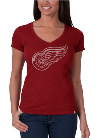 Detroit Red Wings 47 Brand Women Rescue T-shirt mêlée rouge à col en V - Sporting Up