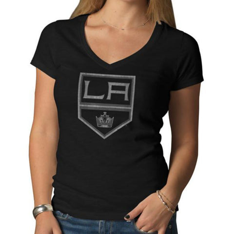 Los Angeles Kings 47 Brand T-shirt mêlée à col en V noir jais pour femme - Sporting Up