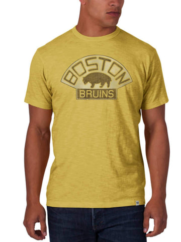 Boston bruins 47 varumärke spår guld vintage logotyp scrum t-shirt - sportig upp