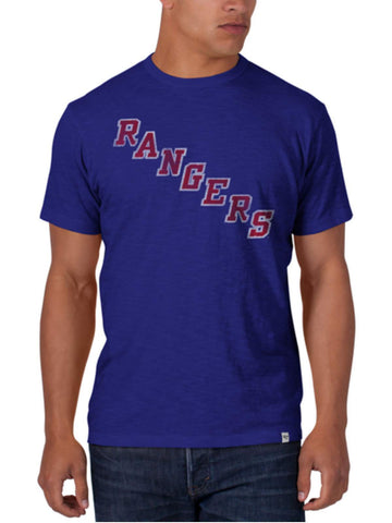 Shop New York Rangers 47 Brand Booster Blue Vintage Logo Scrum T-Shirt - Sporting Up