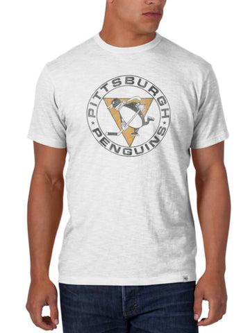 Pittsburgh penguins 47 märkes white wash vintage logo scrum t-shirt - sportig upp